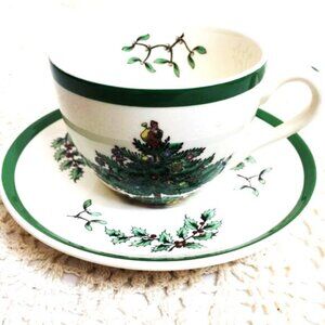 SPODE Christmas Tree Cup and Saucer set EUC